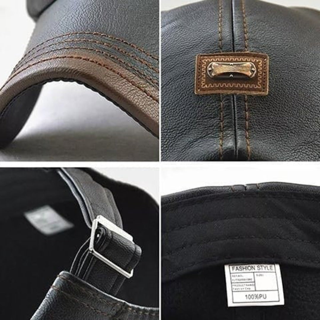 Baskenmütze - Leder - Paddy Cap - Flache Mütze - Herrenmützen-Chaps Herrenmode