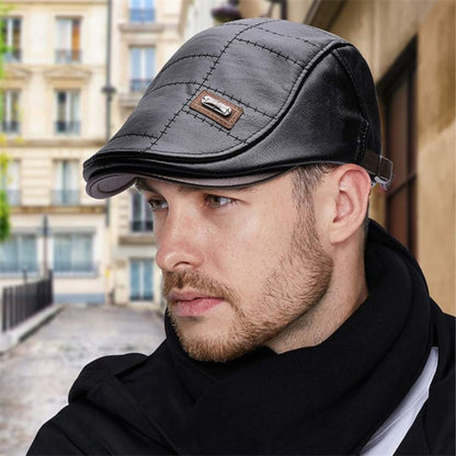 Baskenmütze - Leder - Paddy Cap - Flache Mütze - Herrenmützen-Chaps Herrenmode