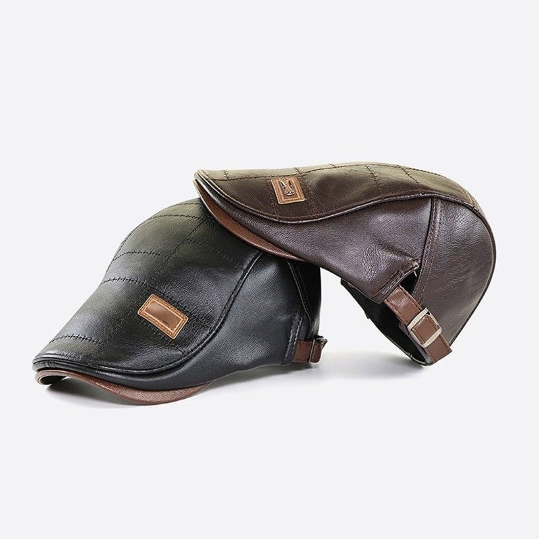 Baskenmütze - Leder - Paddy Cap - Flache Mütze - Herrenmützen-Chaps Herrenmode