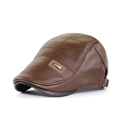 Baskenmütze - Leder - Paddy Cap - Flache Mütze - Herrenmützen-Hellbraun-Chaps Herrenmode