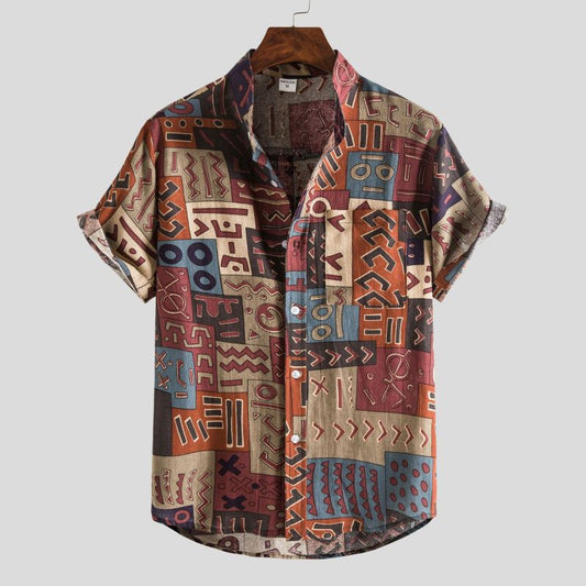 Bedrucktes Hemd | Kurzarmhemd | Locker sitzend | Herrenhemden-Chaps Herrenmode