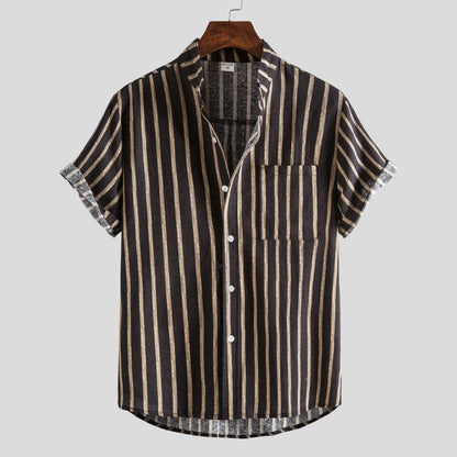 Bedrucktes Hemd | Kurzarmhemd | Locker sitzend | Herrenhemden-Schwarz-M-Chaps Herrenmode