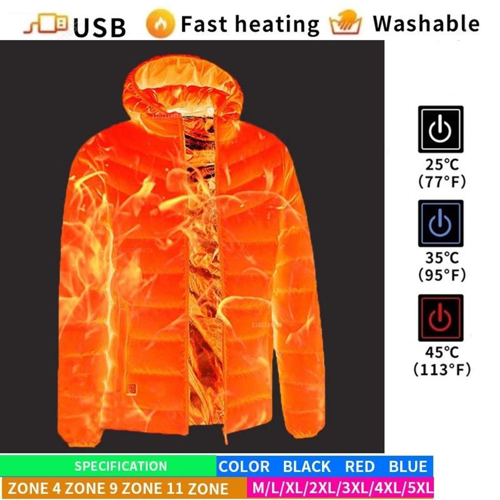Beheizte Jacke - Kapuze - Puffer - Daunenjacke - Winterjacke für Männer-Chaps Herrenmode