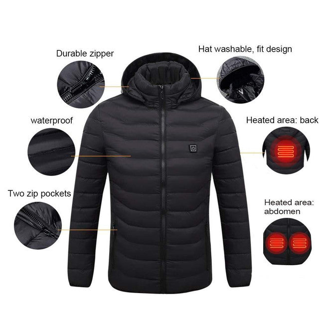Beheizte Jacke - Kapuze - Puffer - Daunenjacke - Winterjacke für Männer-Chaps Herrenmode