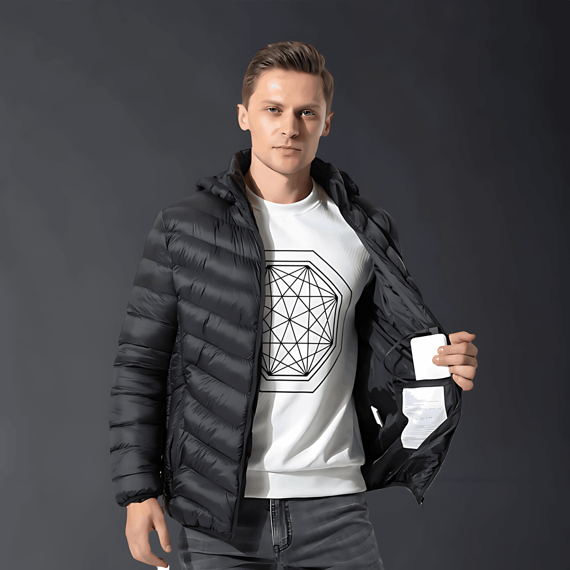 Beheizte Jacke - Kapuze - Puffer - Daunenjacke - Winterjacke für Männer-Chaps Herrenmode