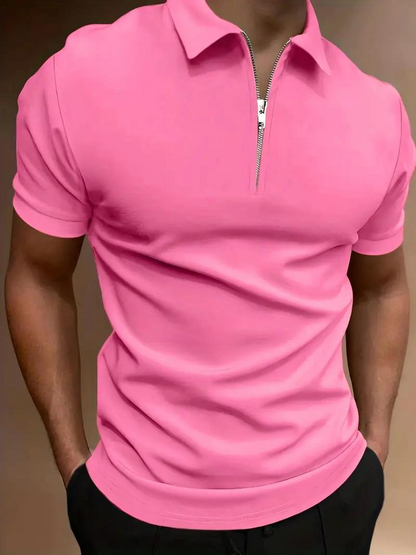 Ben Polo T-Shirt | Herren Stylisches Kurzarmhemd-Rosa-S-Chaps Herrenmode