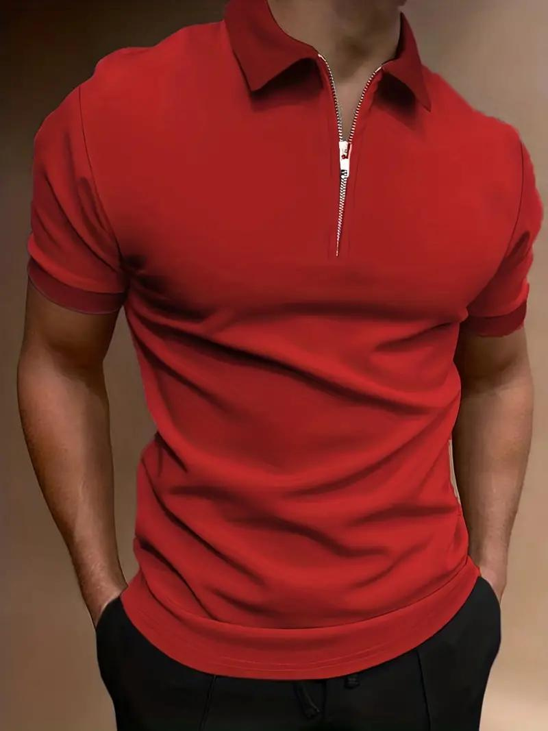 Ben Polo T-Shirt | Herren Stylisches Kurzarmhemd-Rot-S-Chaps Herrenmode