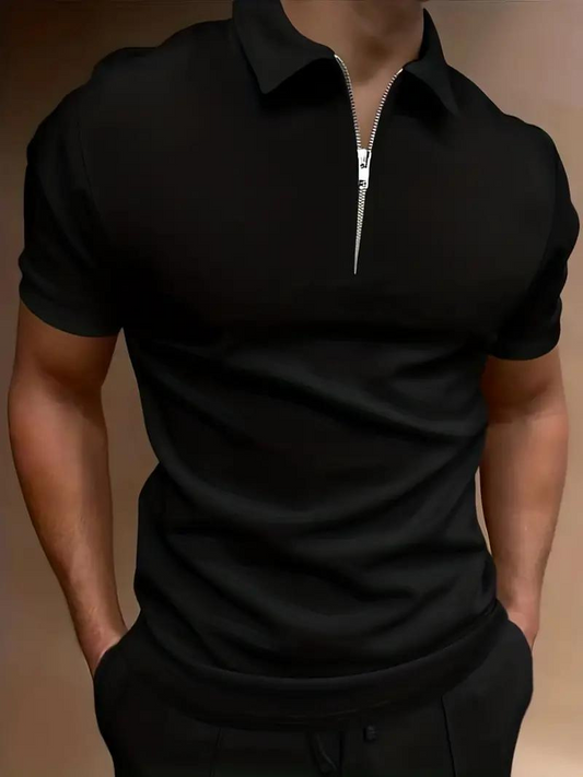 Ben Polo T-Shirt | Herren Stylisches Kurzarmhemd-Schwarz-S-Chaps Herrenmode