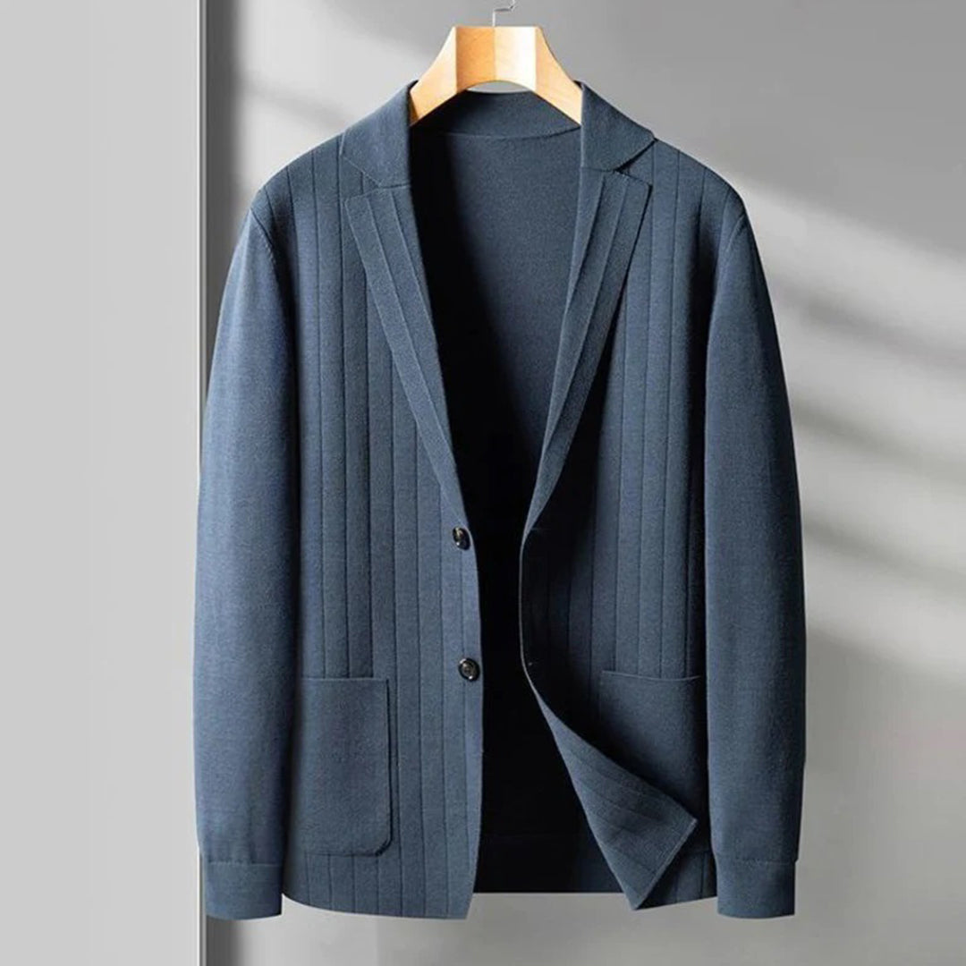 Blazer Cardigan - Herren Casual V-Ausschnitt Button-Up Blazer-Blau-M-Chaps Herrenmode
