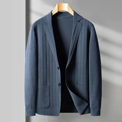 Blazer Cardigan - Herren Casual V-Ausschnitt Button-Up Blazer-Blau-M-Chaps Herrenmode