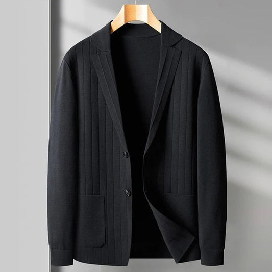 Blazer Cardigan - Herren Casual V-Ausschnitt Button-Up Blazer-Schwarz-M-Chaps Herrenmode
