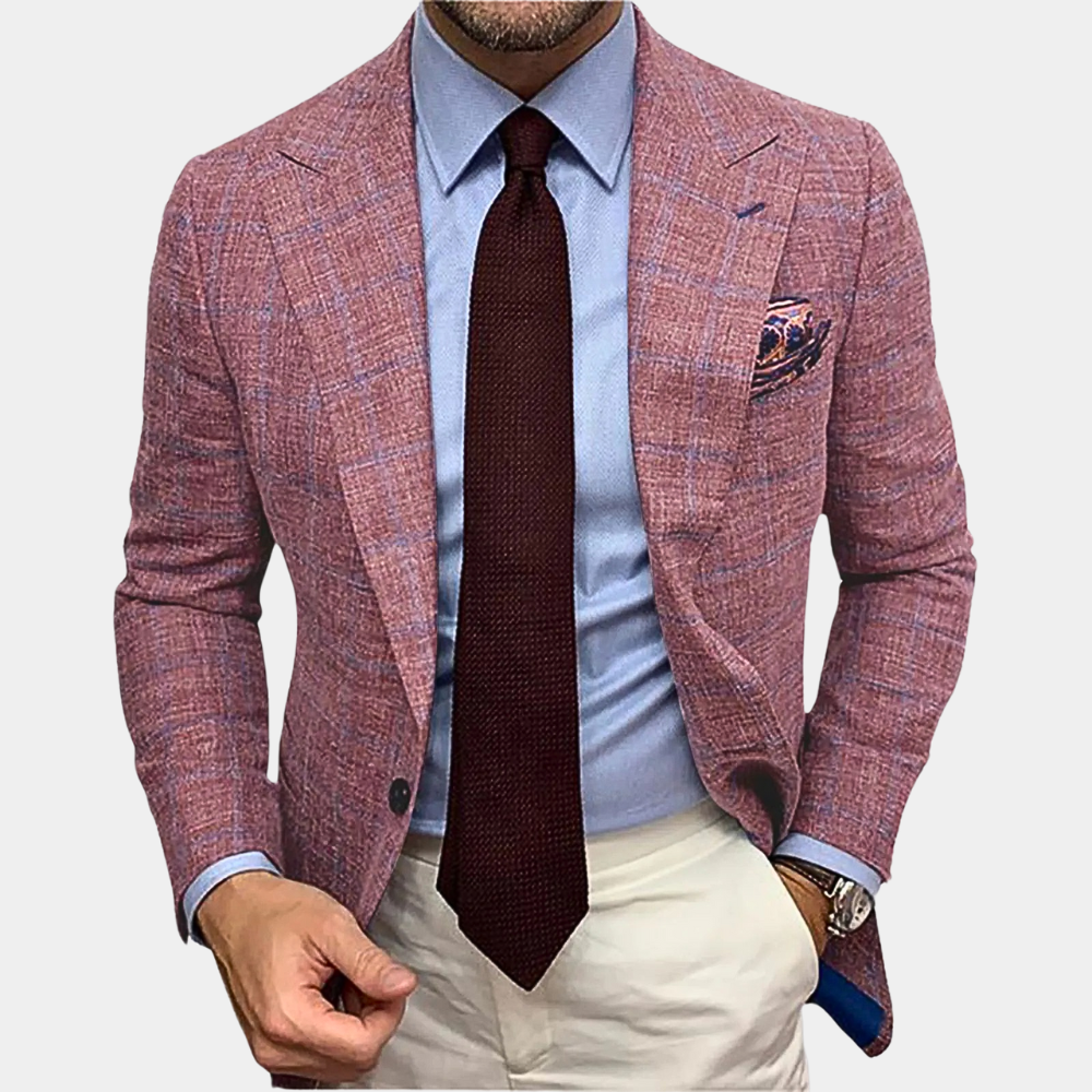 Blazer-Jacke | Lässig | Einreihig | Anzug-Blazer | Schmal geschnittener Herrenblazer-Rot-M-Chaps Herrenmode