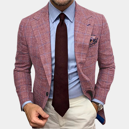 Blazer-Jacke | Lässig | Einreihig | Anzug-Blazer | Schmal geschnittener Herrenblazer-Rot-M-Chaps Herrenmode