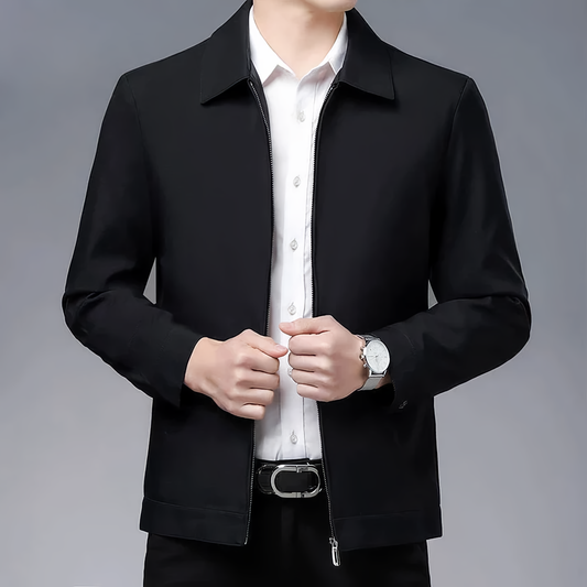 Blazer Jacke - Zip-Up - Umlegekragen - Slim Fit Jacke - Stylische Herrenjacke-Schwarz-S-Chaps Herrenmode