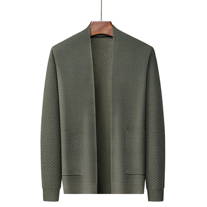 Blazer | Offene Vorderseite | Taschen | Strickjacke | Herrenbekleidung-Grün-S-Chaps Herrenmode