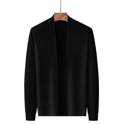 Blazer | Offene Vorderseite | Taschen | Strickjacke | Herrenbekleidung-Schwarz-S-Chaps Herrenmode