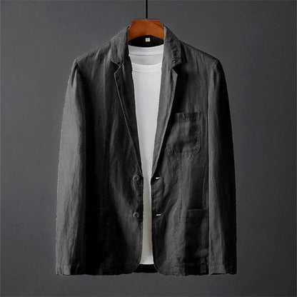 Blazer für Männer - Button-Up - Leichtgewicht - Leinenblazer - Herrenjacke-Schwarz-S-Chaps Herrenmode