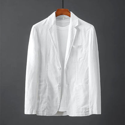 Blazer für Männer - Button-Up - Leichtgewicht - Leinenblazer - Herrenjacke-Weiß-S-Chaps Herrenmode