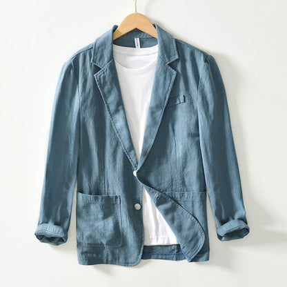Blazerjacke | Einreiher – leicht – Leinenblazer | Herrenjacken-Blau-S-Chaps Herrenmode