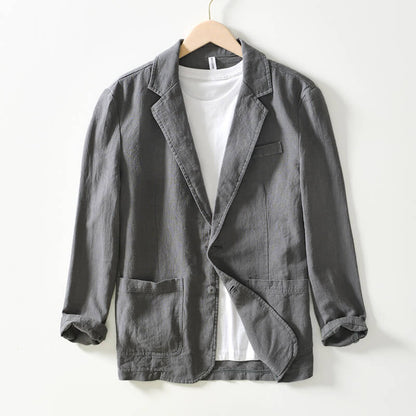 Blazerjacke | Einreiher – leicht – Leinenblazer | Herrenjacken-Grau-S-Chaps Herrenmode