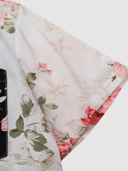 Blumenhemd | Bedruckt | Kurzarm | Hemd mit Knopfleiste | Herrenhemden-Chaps Herrenmode