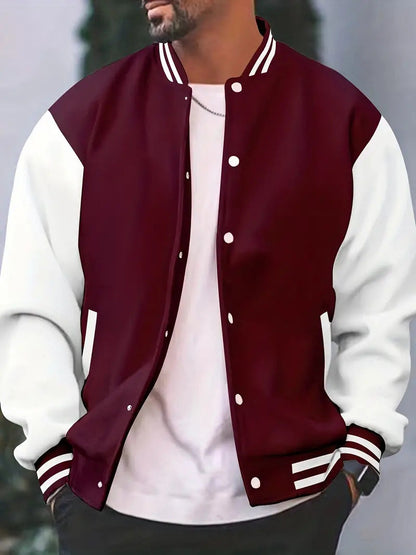Bomberjacke - Button-Up - Sommer - Baseballjacke - Herrenjacke-Burgunderrot-S-Chaps Herrenmode