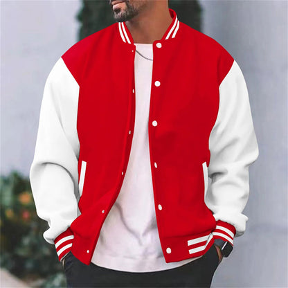 Bomberjacke - Button-Up - Sommer - Baseballjacke - Herrenjacke-Rot-S-Chaps Herrenmode