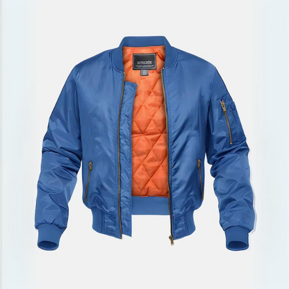 Bomberjacke – Gefütterte Winterjacke mit Reißverschluss für Piloten-Blau-S-Chaps Herrenmode