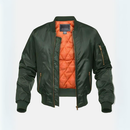Bomberjacke – Gefütterte Winterjacke mit Reißverschluss für Piloten-Grün-S-Chaps Herrenmode