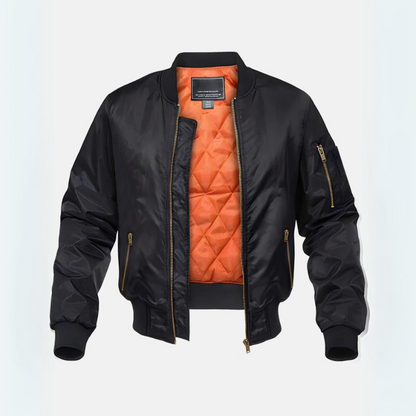 Bomberjacke – Gefütterte Winterjacke mit Reißverschluss für Piloten-Schwarz-S-Chaps Herrenmode