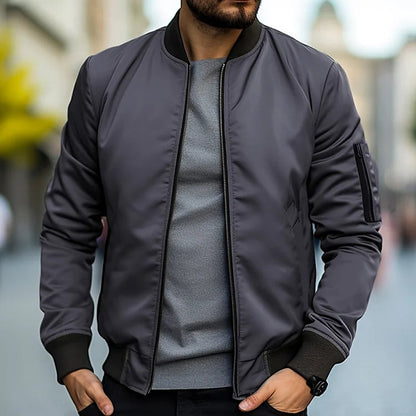 Bomberjacke – Herren-Streetwear-Jacken mit Reißverschluss für den Herbst-Dunkelgrau-S-Chaps Herrenmode