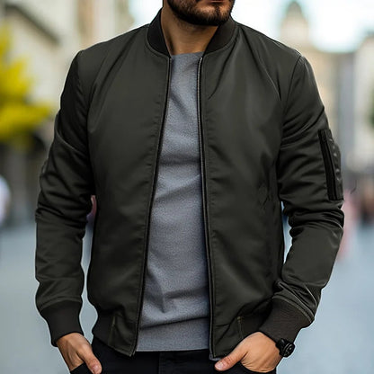 Bomberjacke – Herren-Streetwear-Jacken mit Reißverschluss für den Herbst-Olivgrün-S-Chaps Herrenmode