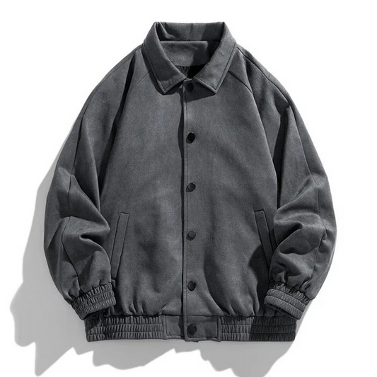 Bomberjacke – Lässige Retro-Jacke für Männer mit Knöpfen und Oversize-Passform-Dunkelgrau-XS-Chaps Herrenmode