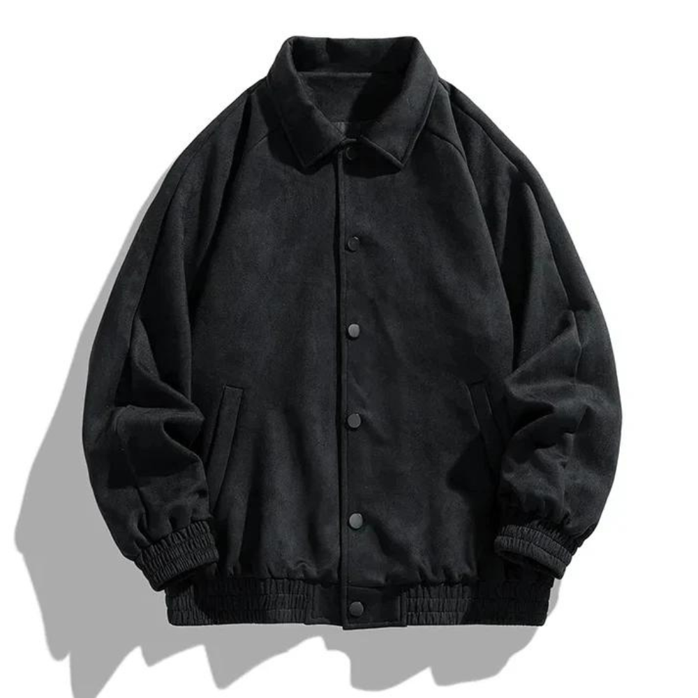 Bomberjacke – Lässige Retro-Jacke für Männer mit Knöpfen und Oversize-Passform-Schwarz-XS-Chaps Herrenmode