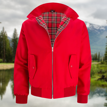 Bomberjacke | Leicht | Mit Reißverschluss | Harrington-Jacke | Herrenjacken-Rot-S-Chaps Herrenmode