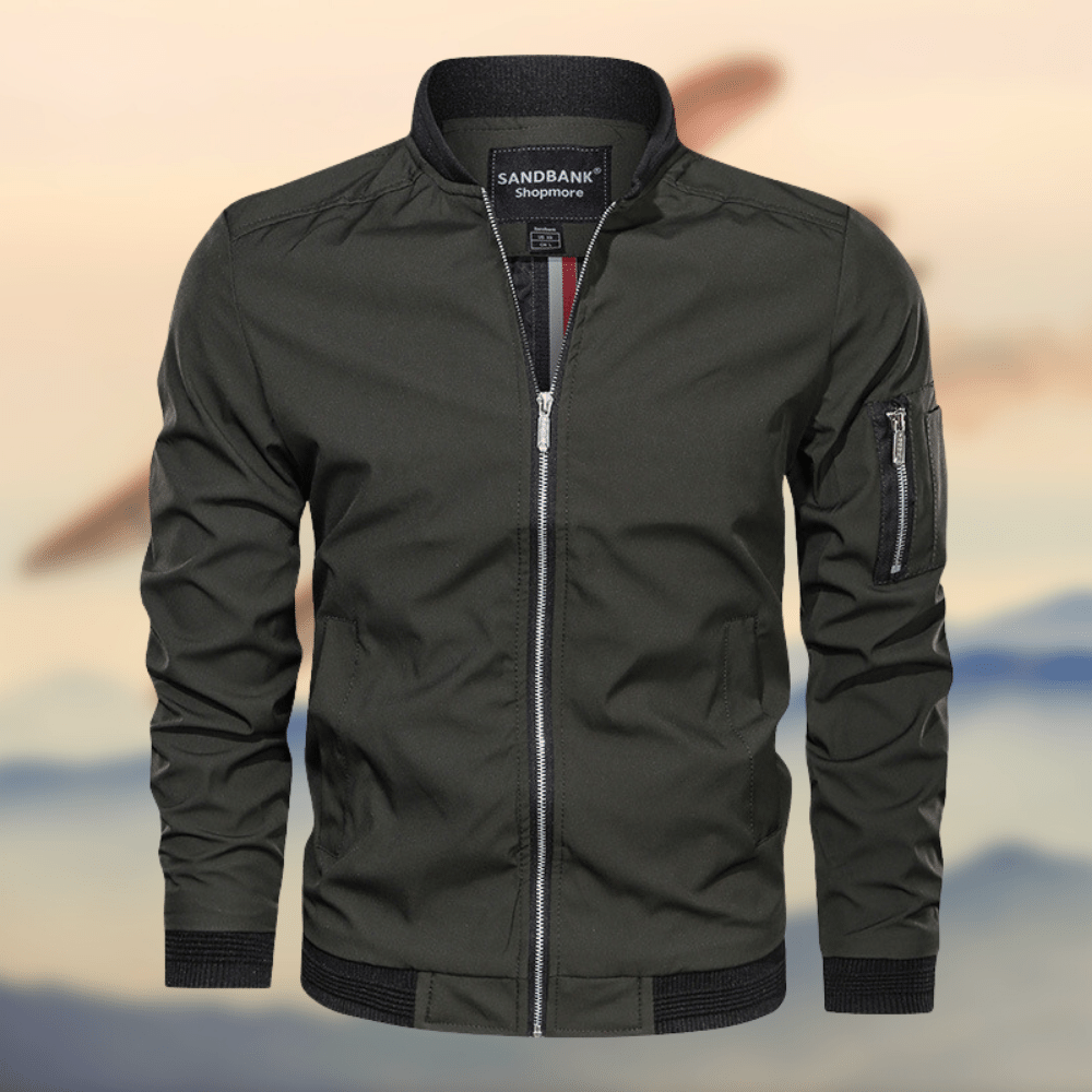Bomberjacke – Leichte Harrington-Jacke mit Reißverschluss für Herren-Grün-S-Chaps Herrenmode