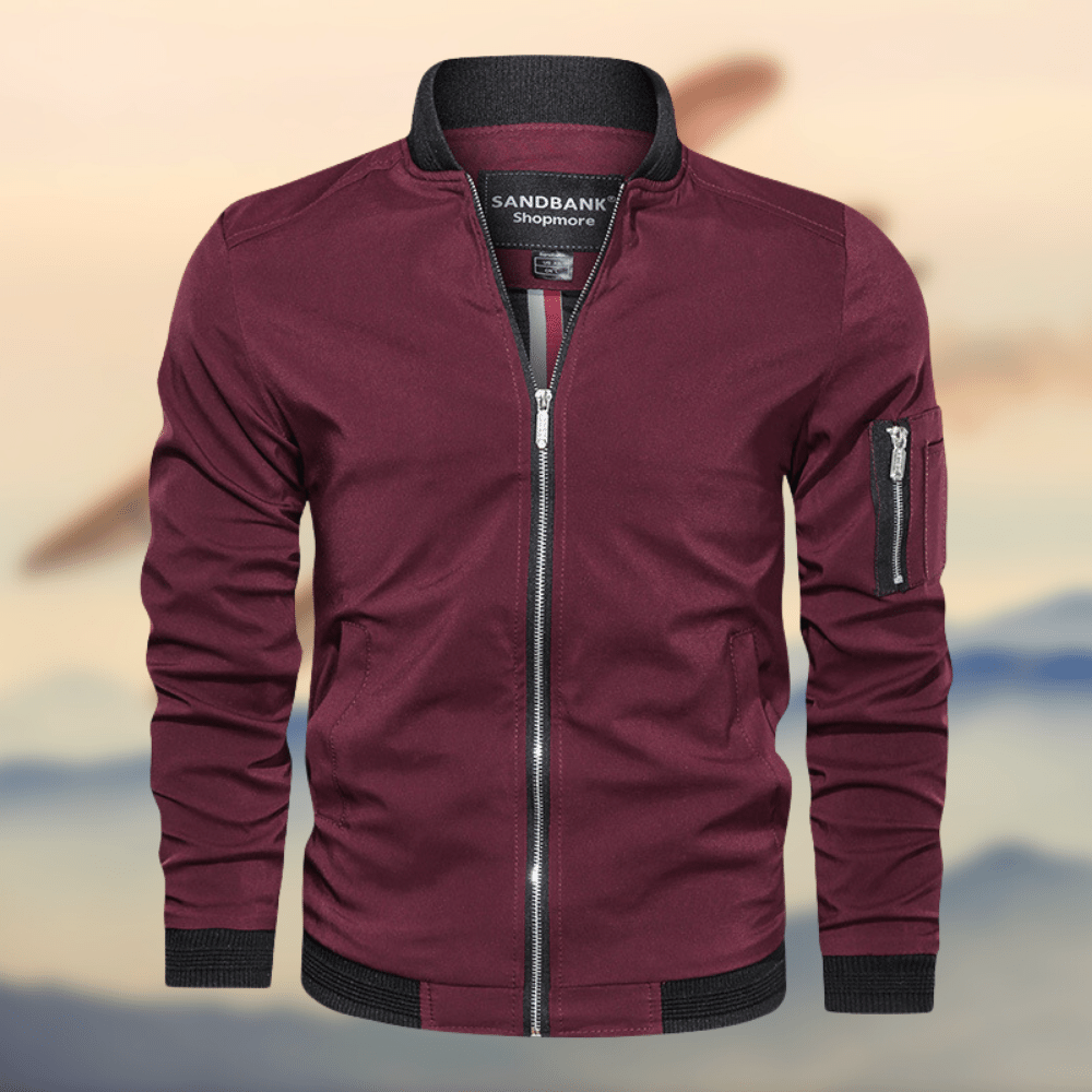 Bomberjacke – Leichte Harrington-Jacke mit Reißverschluss für Herren-Rot-S-Chaps Herrenmode