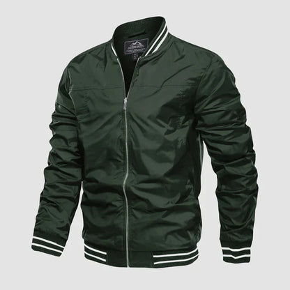 Bomberjacke - Leichte Harrington-Sommerjacke mit Reißverschluss für Männer-Armeegrün-XS-Chaps Herrenmode