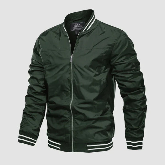 Bomberjacke - Leichte Harrington-Sommerjacke mit Reißverschluss für Männer-Armeegrün-XS-Chaps Herrenmode