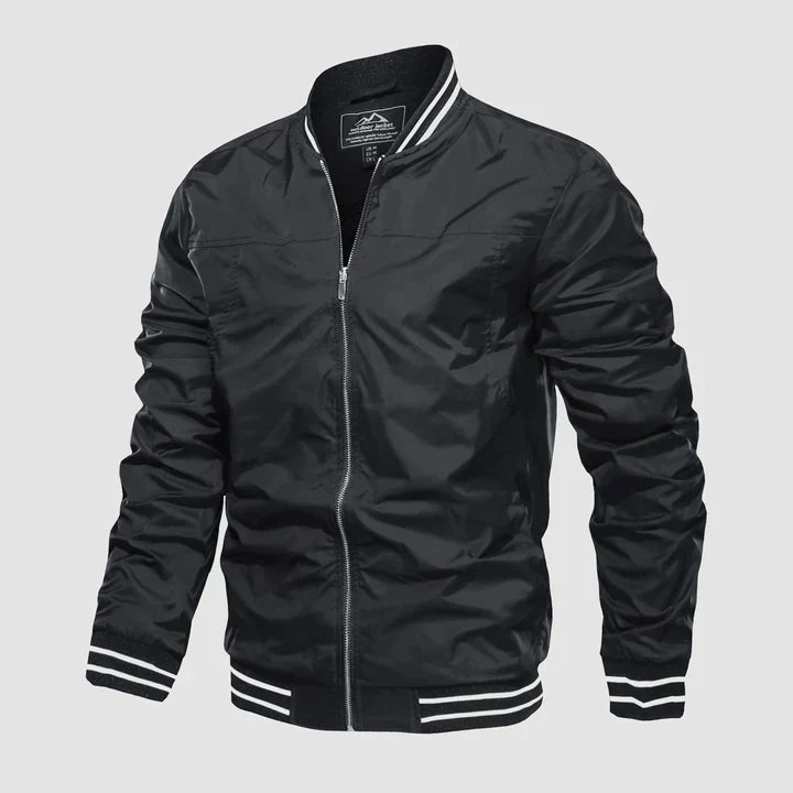Bomberjacke - Leichte Harrington-Sommerjacke mit Reißverschluss für Männer-Schwarz-XS-Chaps Herrenmode