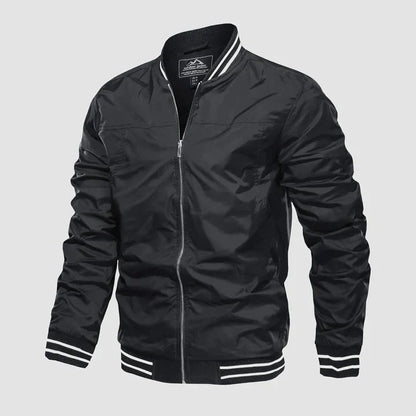 Bomberjacke - Leichte Harrington-Sommerjacke mit Reißverschluss für Männer-Schwarz-XS-Chaps Herrenmode