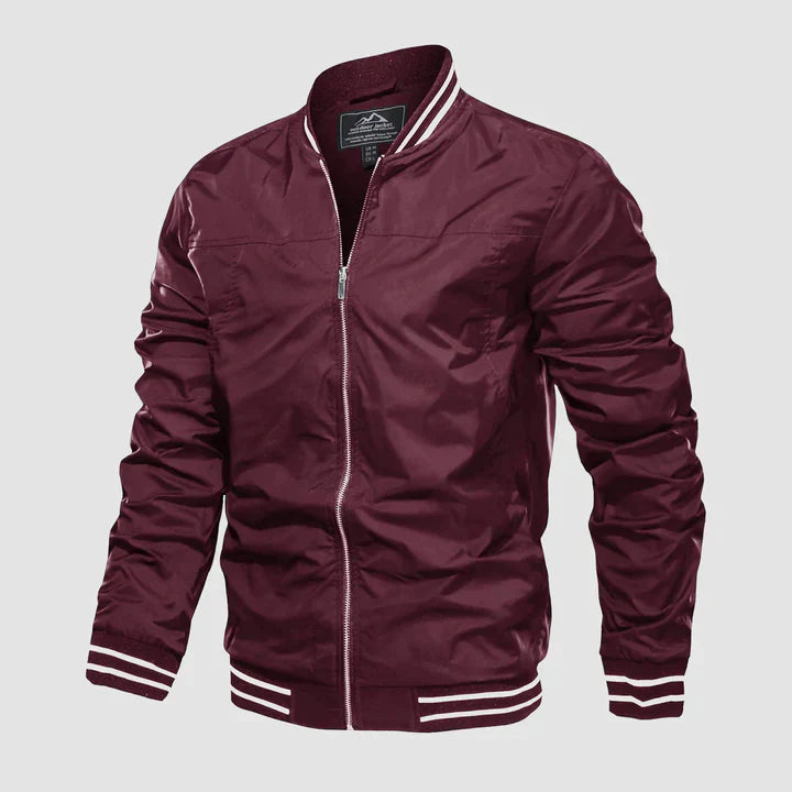Bomberjacke - Leichte Harrington-Sommerjacke mit Reißverschluss für Männer-Wein-XS-Chaps Herrenmode