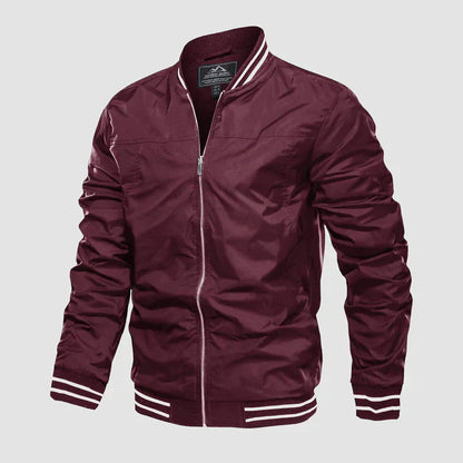 Bomberjacke - Leichte Harrington-Sommerjacke mit Reißverschluss für Männer-Wein-XS-Chaps Herrenmode