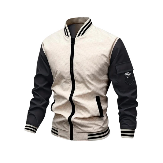 Bomberjacke | Reißverschluss | Herbst | Basketballjacke | Herrenjacke-Beige-XS-Chaps Herrenmode