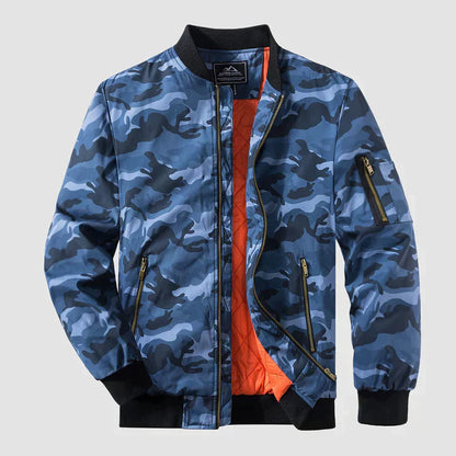 Bomberjacke | Reißverschluss | Leicht | Winddicht | Herrenjacke-Blaue Tarnung-S-Chaps Herrenmode
