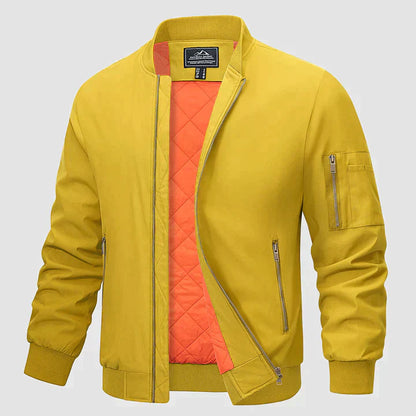 Bomberjacke | Reißverschluss | Leicht | Winddicht | Herrenjacke-Gelb-S-Chaps Herrenmode