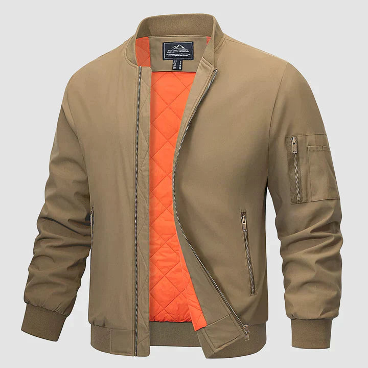 Bomberjacke | Reißverschluss | Leicht | Winddicht | Herrenjacke-Khaki-S-Chaps Herrenmode