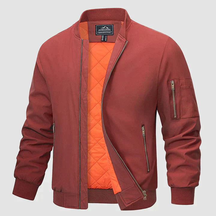 Bomberjacke | Reißverschluss | Leicht | Winddicht | Herrenjacke-Orange-S-Chaps Herrenmode