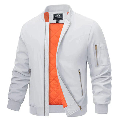 Bomberjacke | Reißverschluss | Leicht | Winddicht | Herrenjacke-Weiß-S-Chaps Herrenmode
