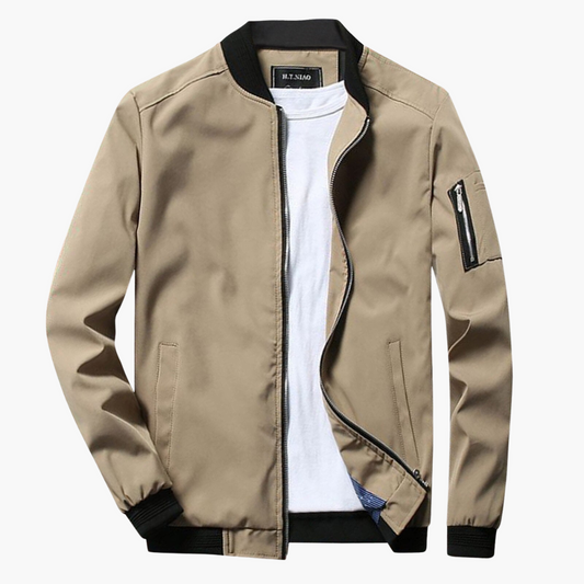 Bomberjacke | Reißverschluss | Winddicht | Herbstjacke | Herrenjacke-Khaki-S-Chaps Herrenmode